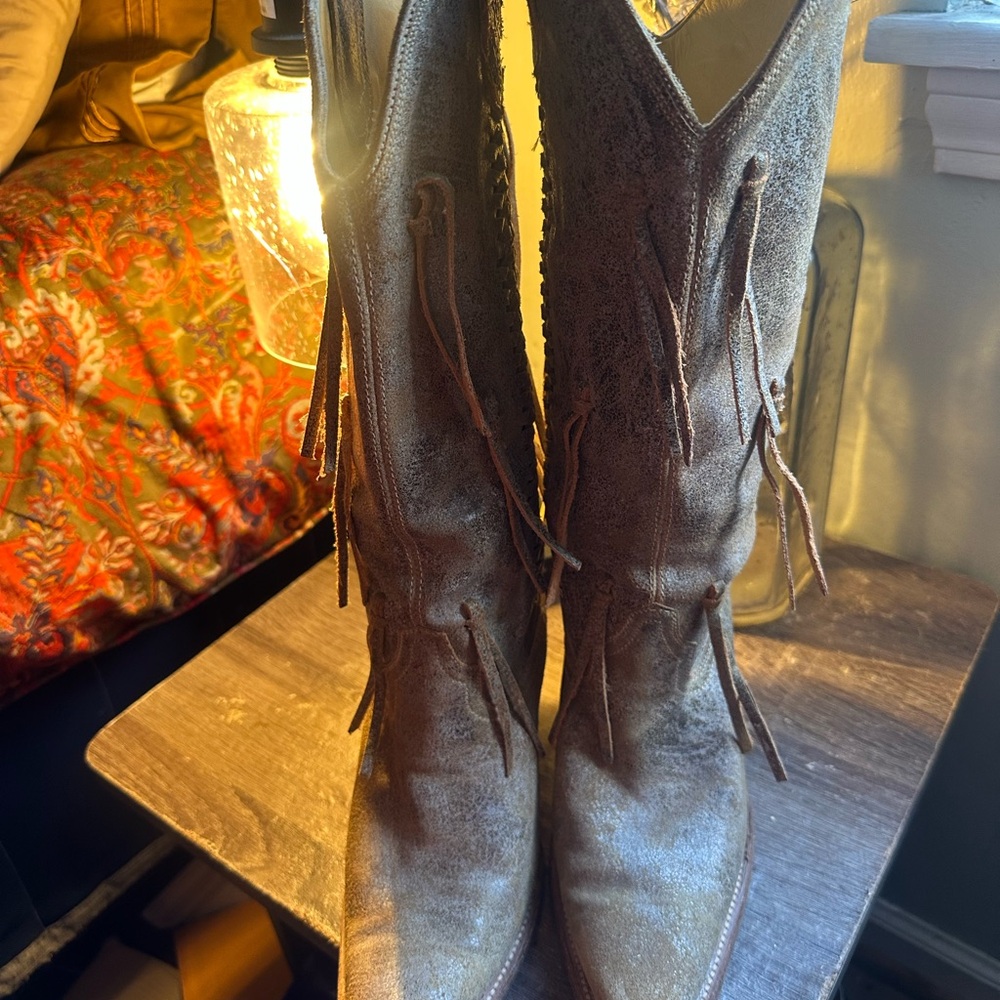Women's Brown Suede Heeled Western Boots